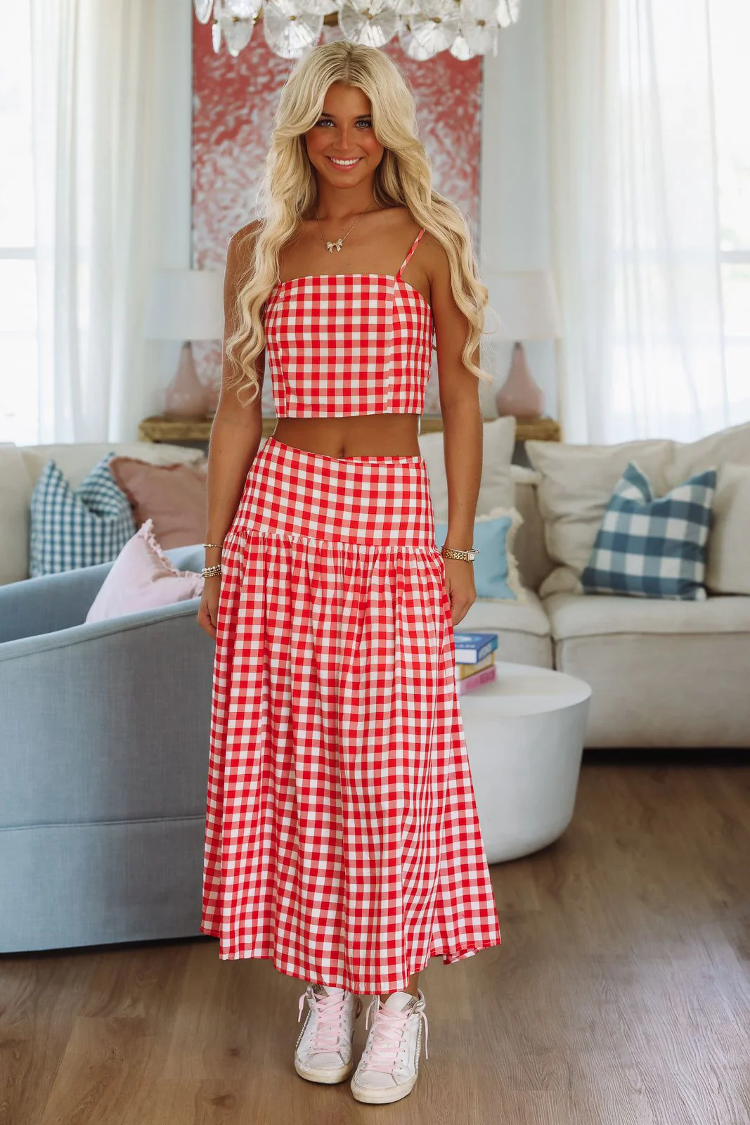 Trophy Time Maxi Skirt - Red and White - Image 2