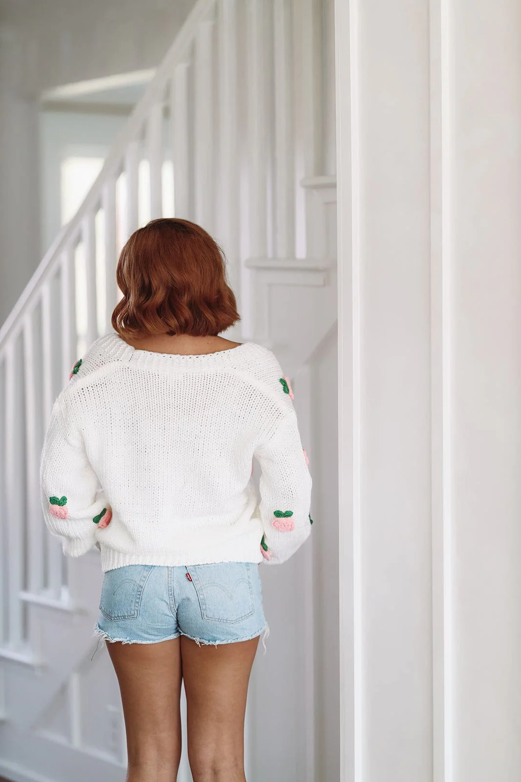 Upgraded Cozy Cardigan Sweater - White and Pink (FINAL SALE) - Image 5