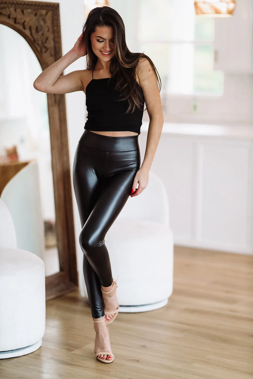 Vegan Leather Leggings - Black