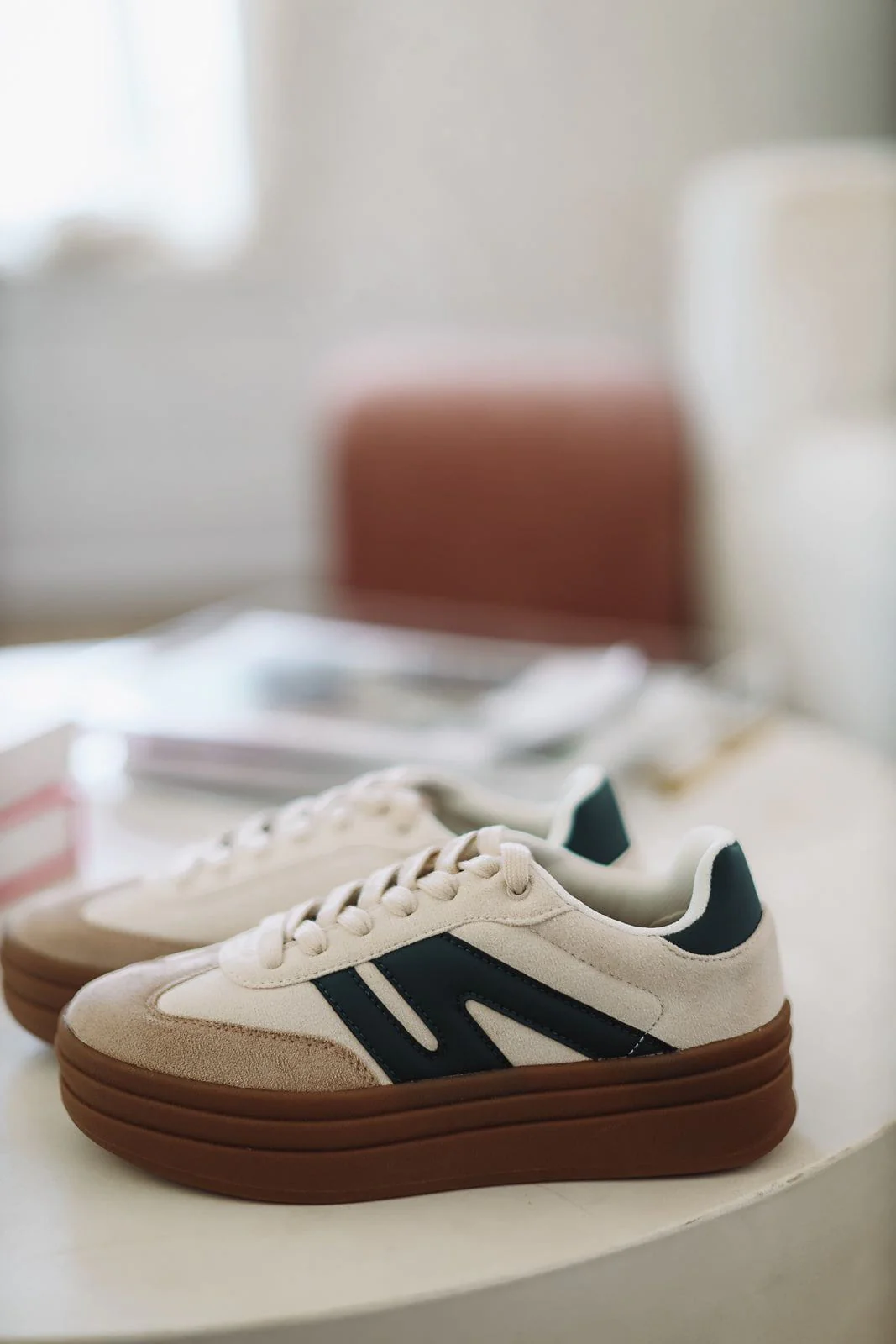 Walkin' Pretty Tennis Shoes - Taupe and Green - Image 2