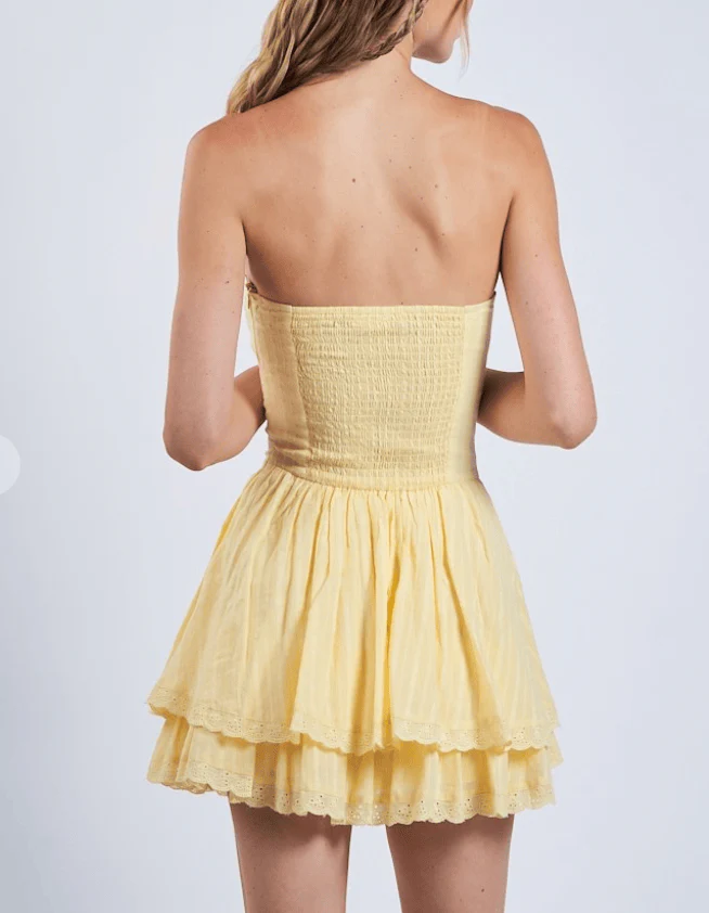 Wandering Hearts Mini Dress - Yellow - Image 3