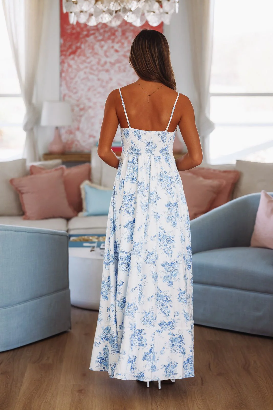 Weekend Bliss Maxi Dress - Blue and White - Image 5