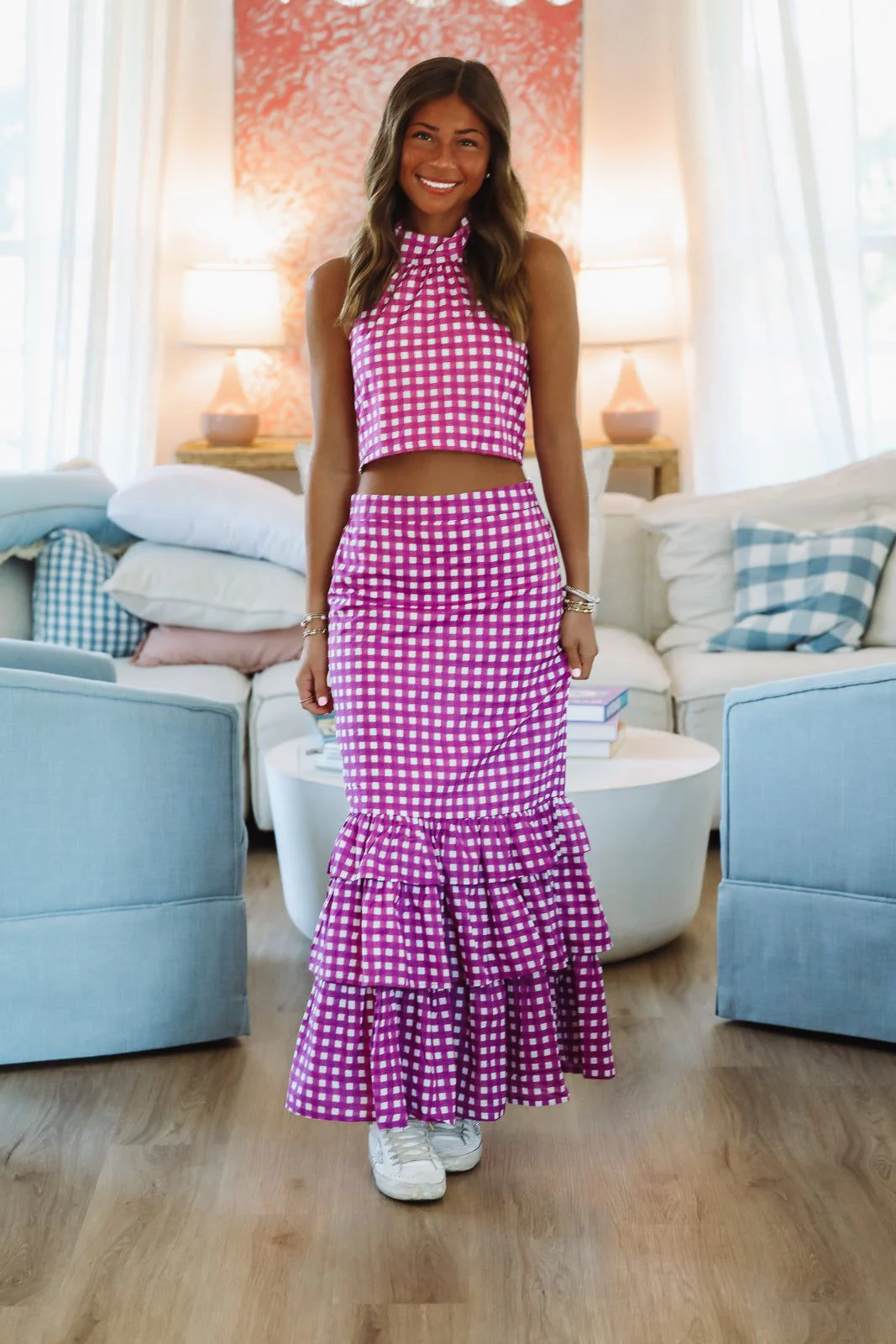 Winning Play Top and Maxi Skirt Set - Purple and White - Image 3
