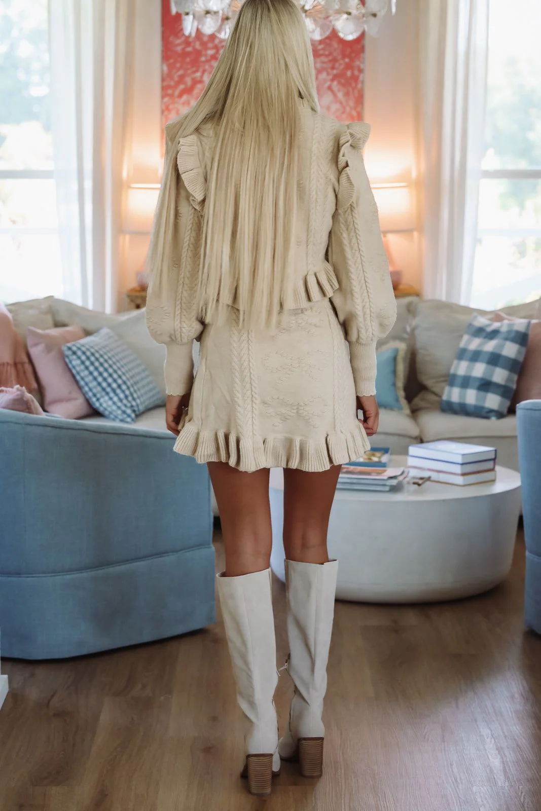 Winter Chill Sweater and Mini Skirt Set - Light Taupe - Image 4
