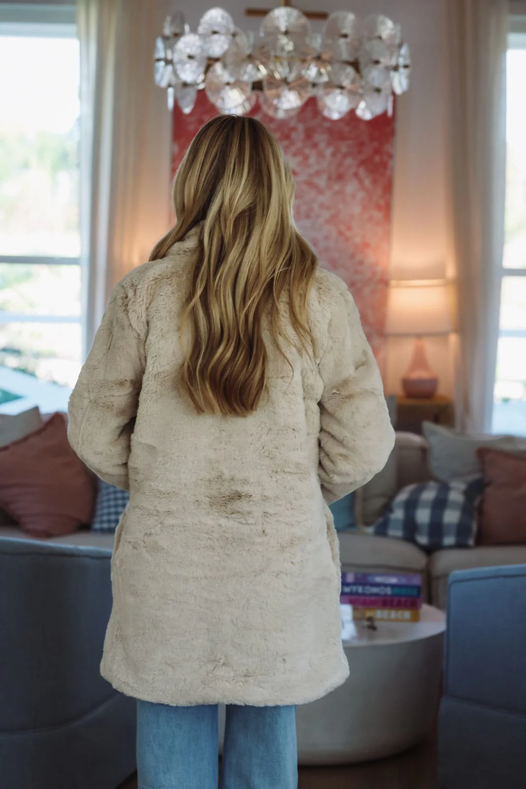 Winter's Grace Faux Fur Coat - Cream - Image 3