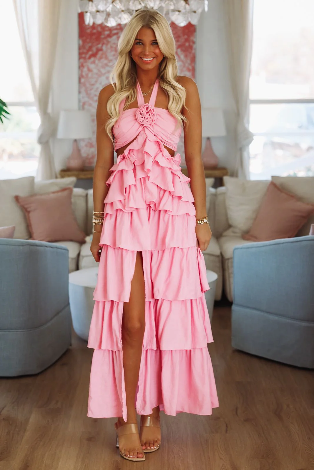 You've Got Me Twisted Maxi Dress - Pink - Image 2